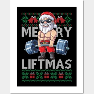 Merry Liftmas Christmas Xmas Fitmas Fitness Santa Holiday Gift Posters and Art